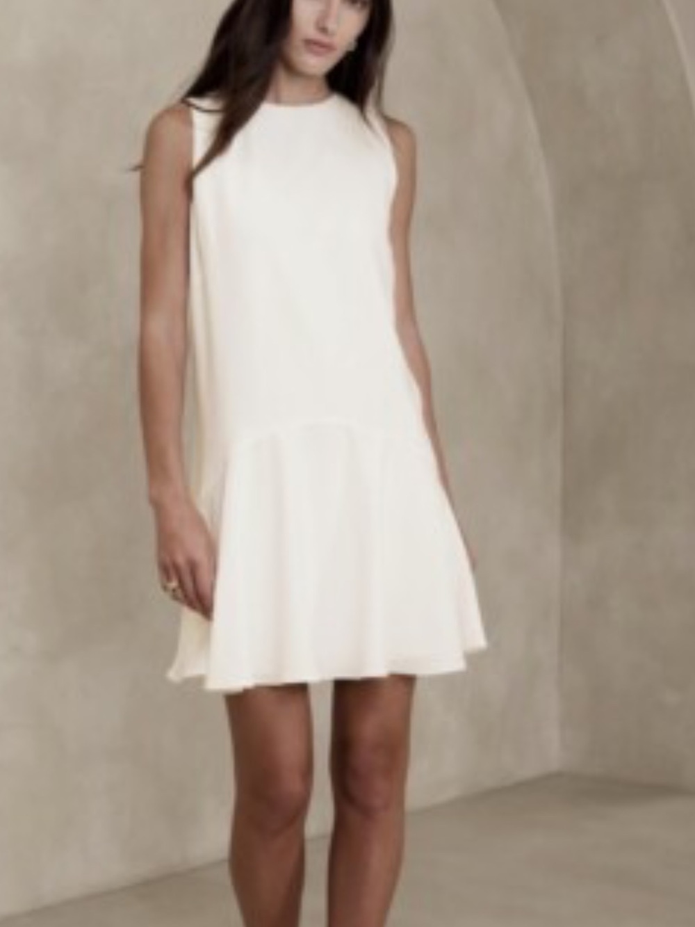Banana Republic Ivory Sleeveless Drop-Waist Mini Dress, M🦋